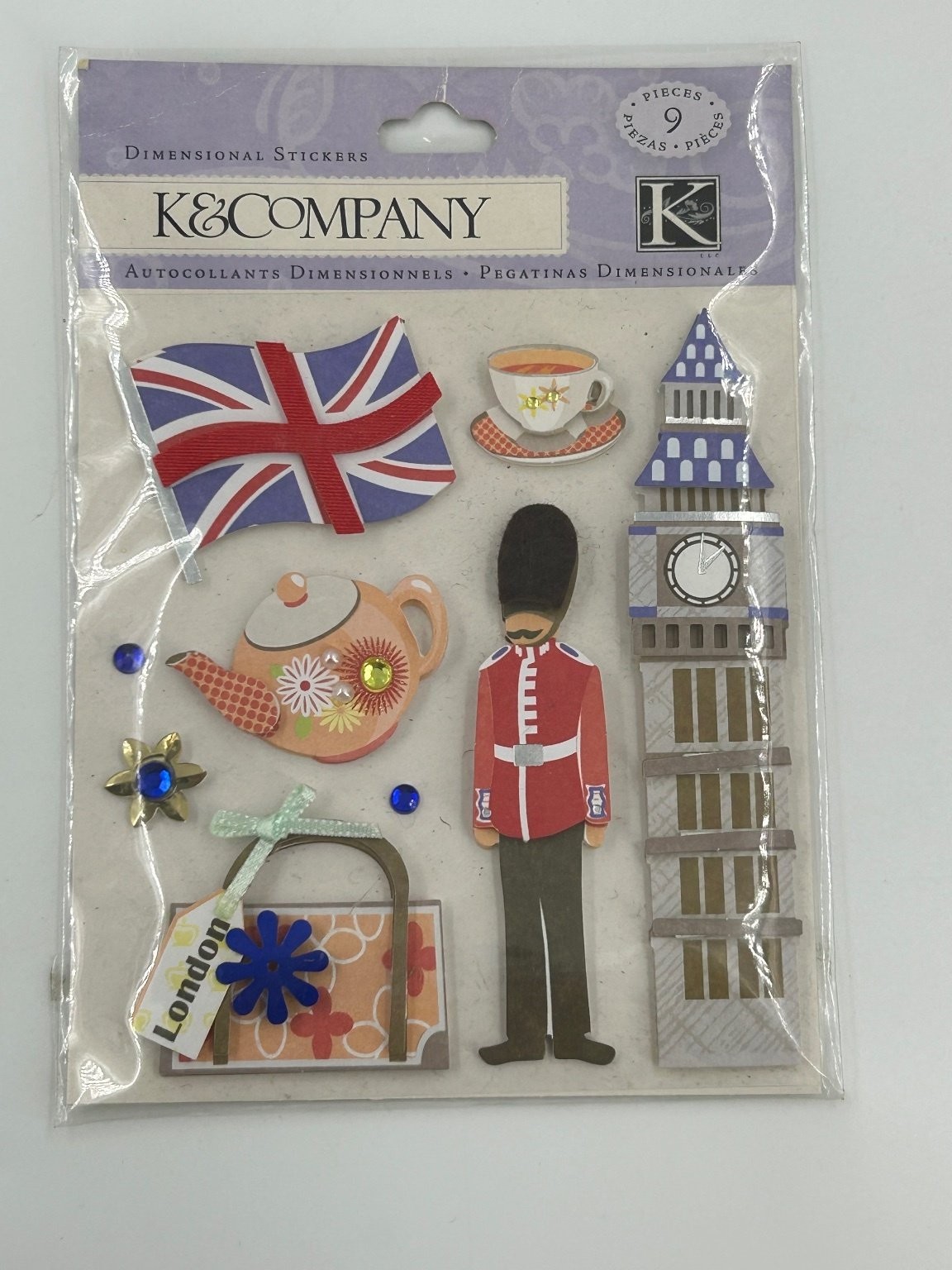 K&Company London Dimensional Stickers Scrapbooking Embellishments 9 Pieces