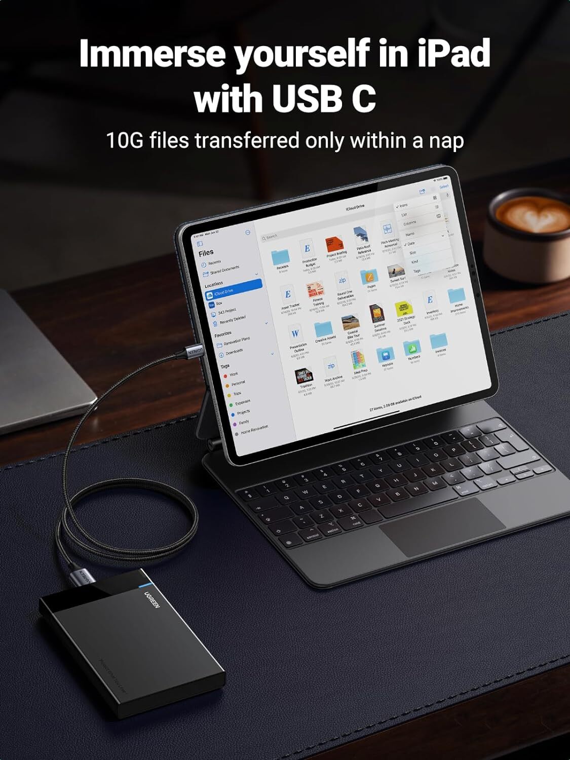 UGREEN USB 3.1 Micro B to USB C Hard Drive Cables, 10 Gbps Data Transfer
