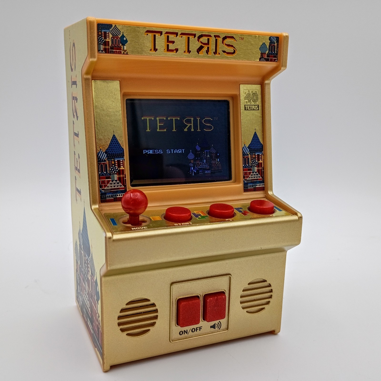 Tetris Hand Held Classic Arcade Mini 40th Gold Retro Game Black Tested & Working