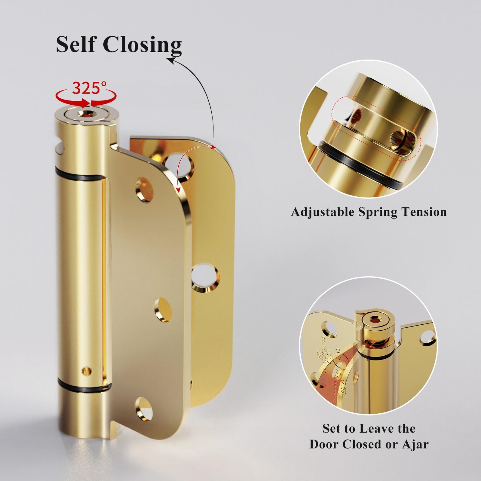 Sophia SelfClosing Door Hinge 3.5 Inch Rounded 5/8 Radius Interior, Spring Lo...