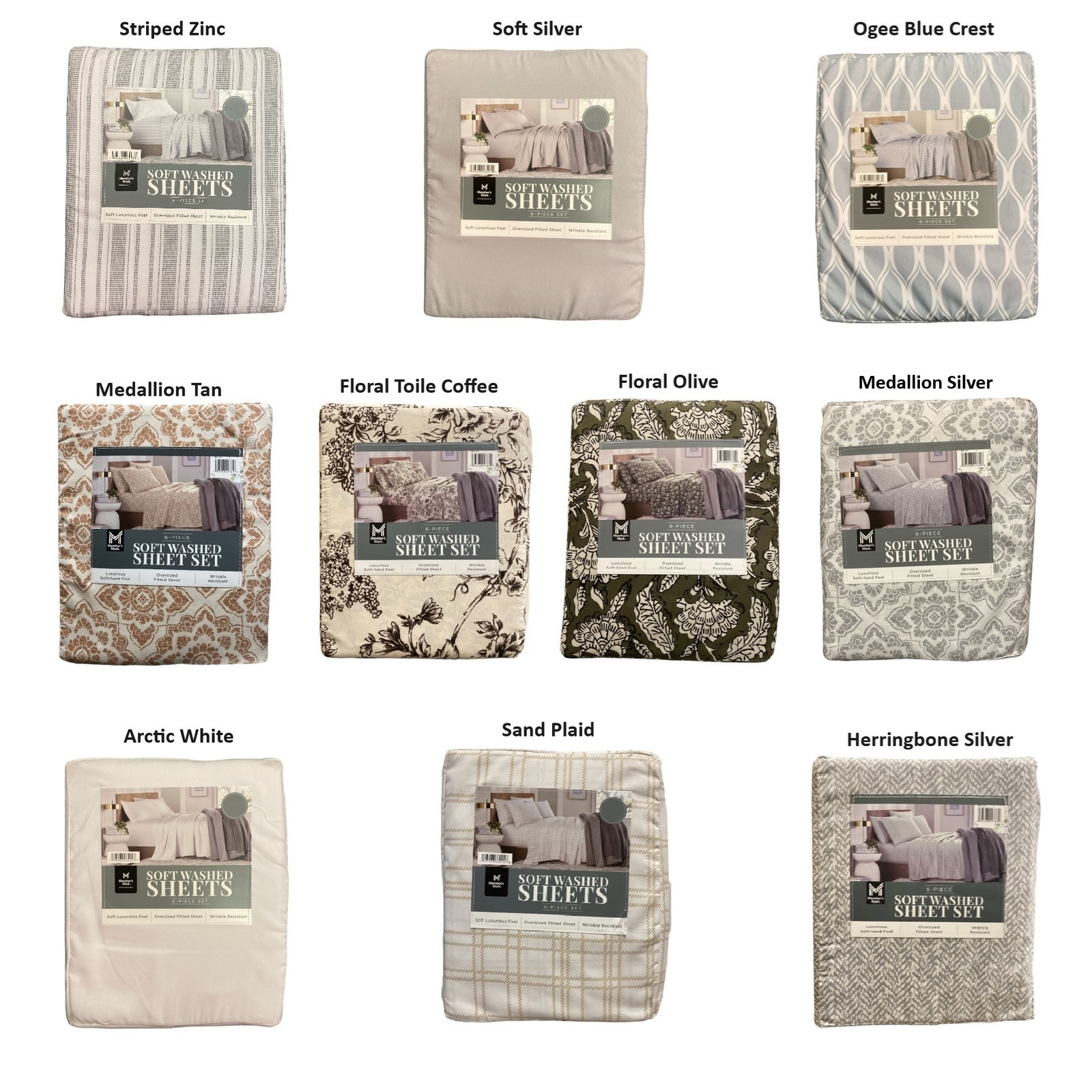 Member's Mark Soft Washed Recycled Microfiber 6-Piece Sheet Set
