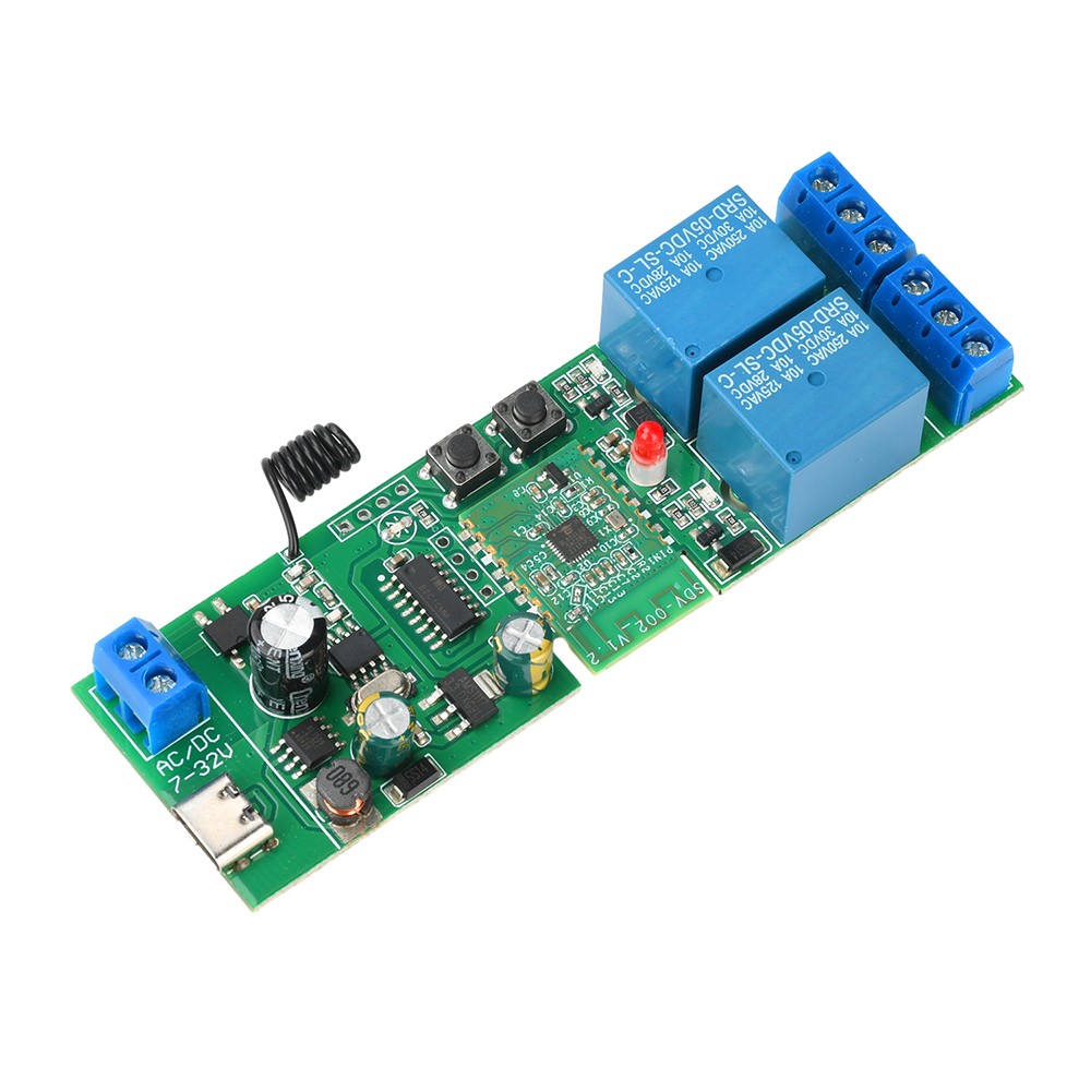 AC/DC 7-32V 2-Channel Bluetooth WIFI Relay Switch Module Self-locking 433MHz