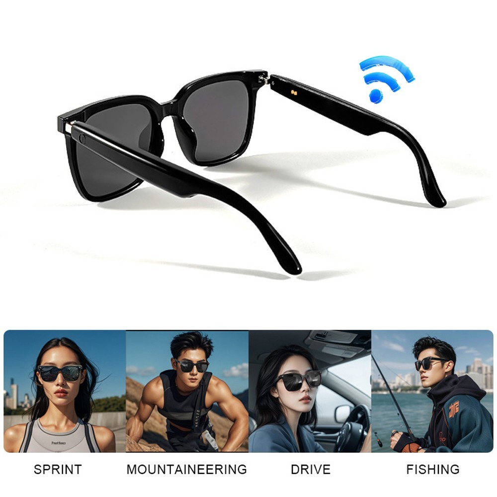 Smart AI Glasses BT5.0 Music Audio Open Ear Headset Hands Free Call Sunglasses