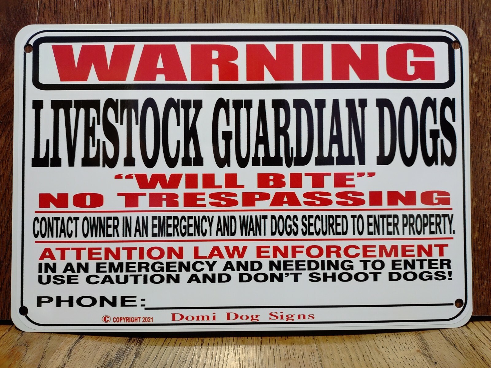 Metal Warning Livestock Guardian Dogs Sign For FENCE Beware Of Dog 8"x12"USA