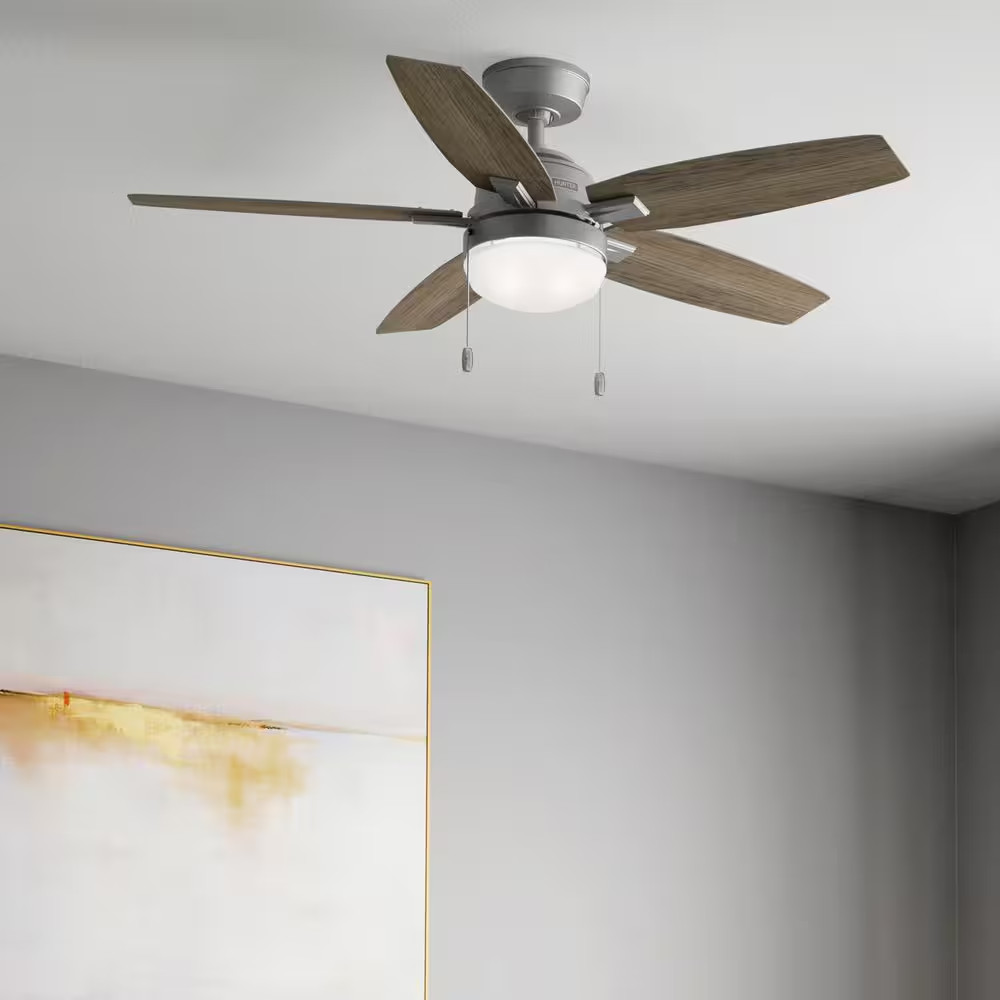 Antero 52 In. Hunter Express Indoor Matte Silver Ceiling Fan with Light Kit Incl