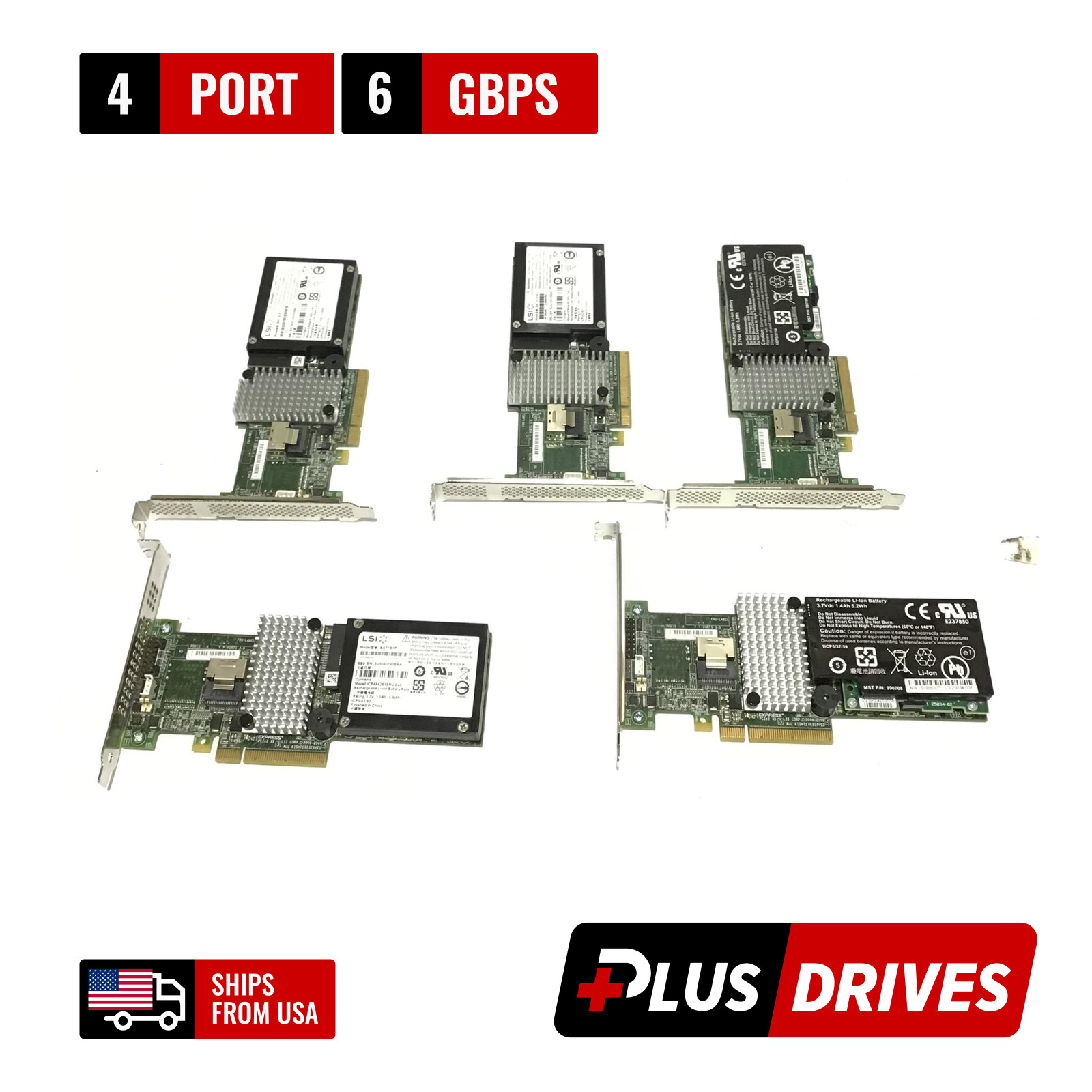 Pack of 5 LSI MegaRAID L3-25121-86B 4Port SATA SAS-2 6Gb/s 512MB RAID Controller