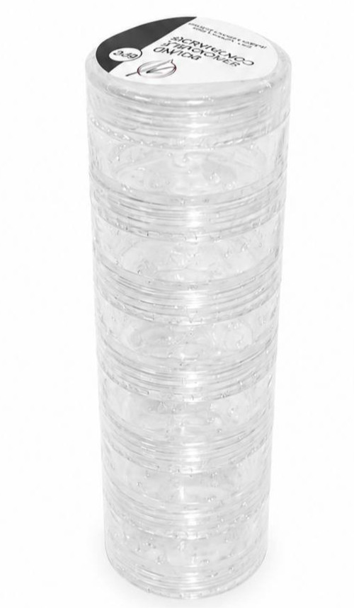 Stackable Clear 6 Pc Storage Containers Pills Beads Crafts Findings Small 1.5"