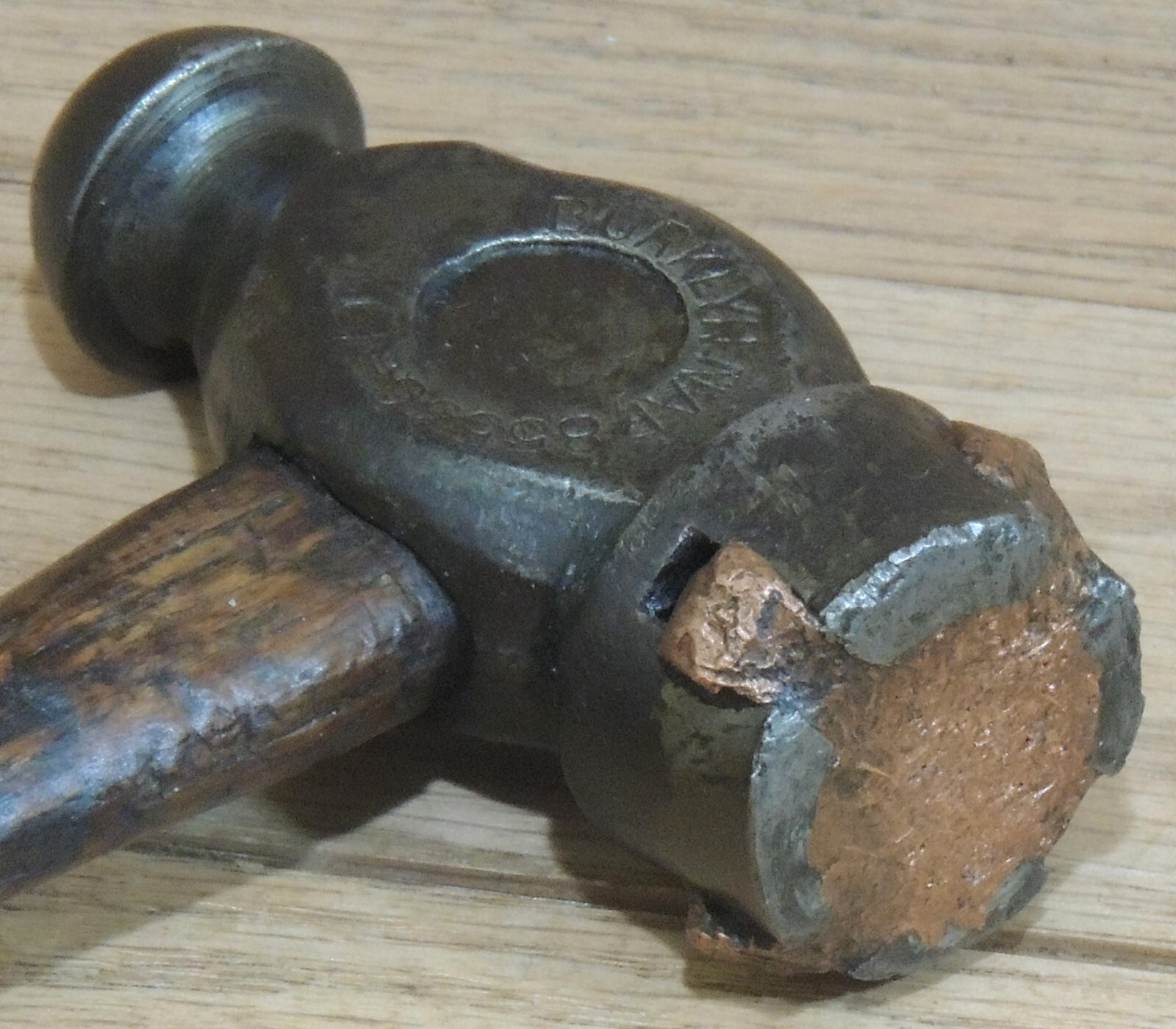 10 oz. BURKLYN NAF 85596-19 COPPER FACED BALL PEEN HAMMER-ANTIQUE HAND TOOL