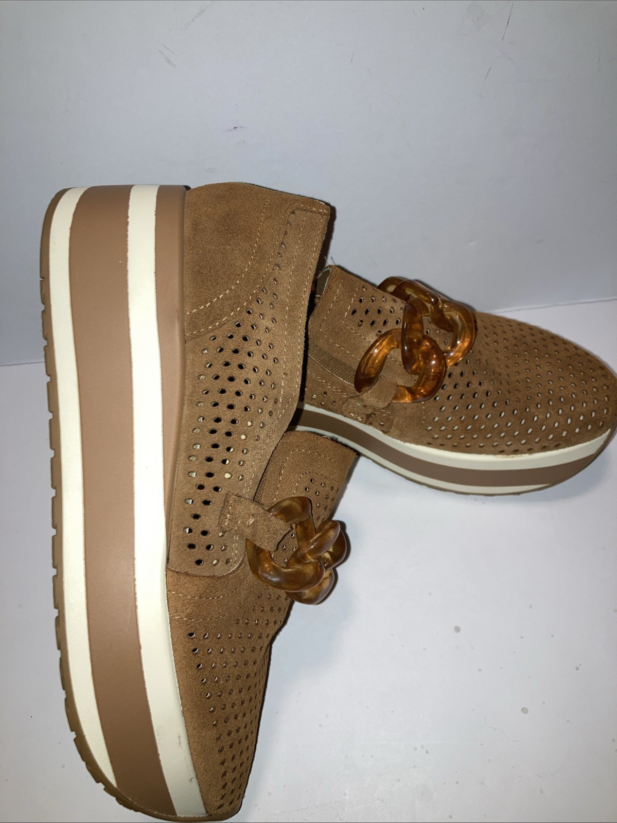 Dolce Vita Platform Loafer Size 7 Chunky Chain Brown Leather