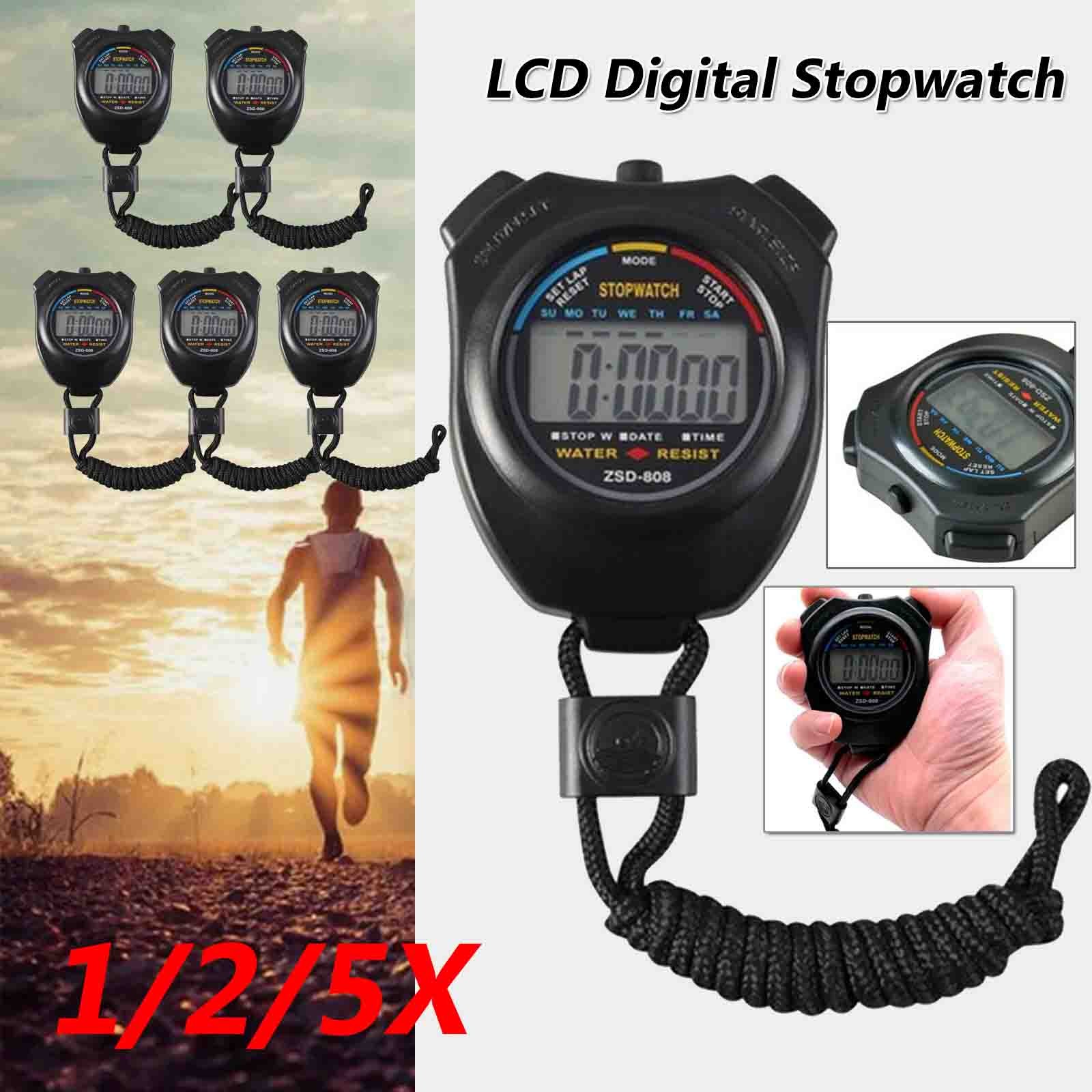 1/2/5Packs Digital Sports Stopwatch Timer LCD  Display Odometer Stopwatch USA