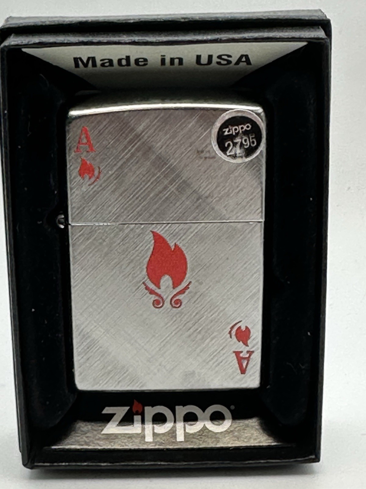 Zippo Ace Brushed Chrome Zippo Lighter NEW 48451