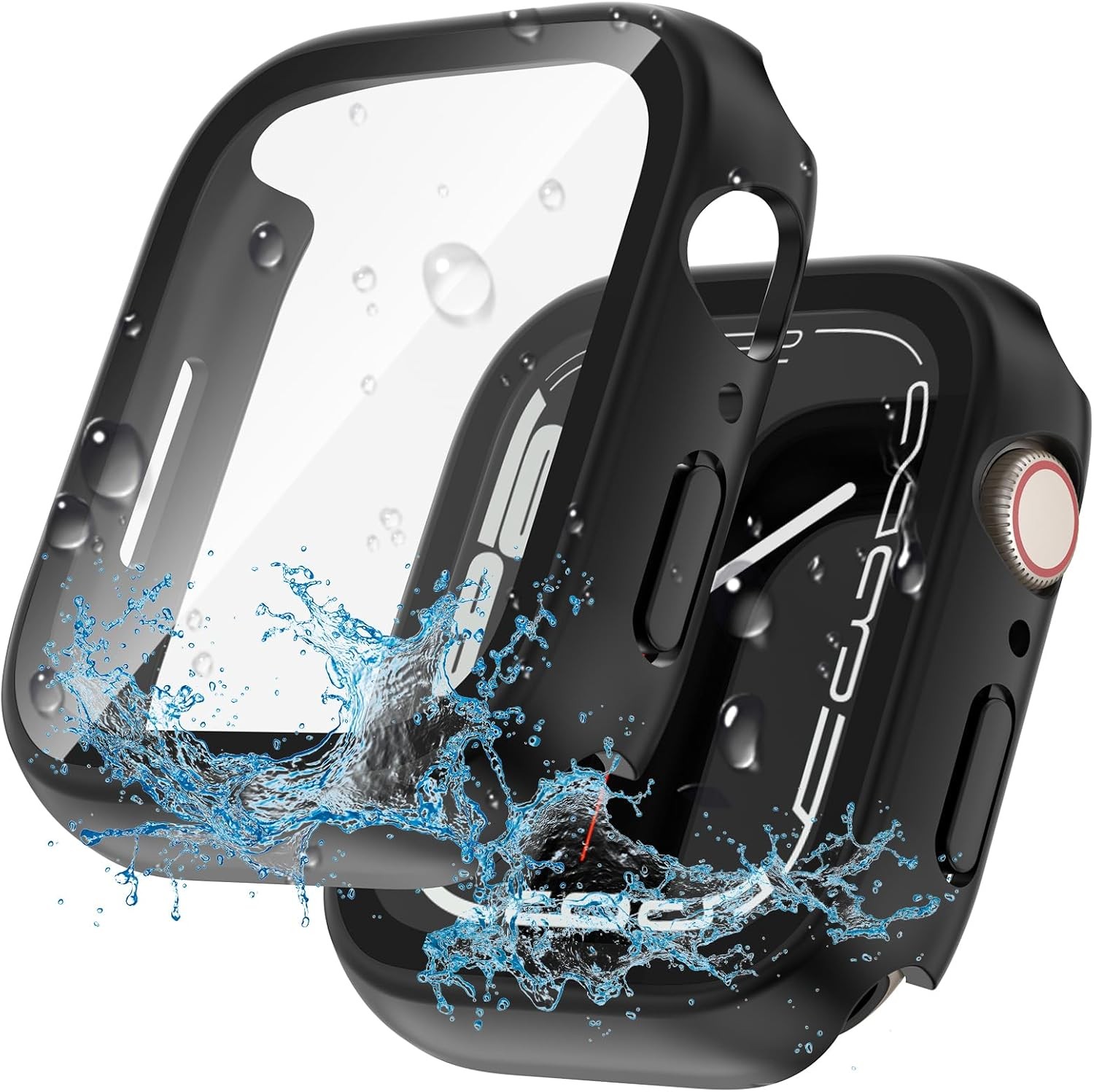 2 in 1 Waterproof Case for Apple Watch Series 7 8 9 41mm with Tempered Glass