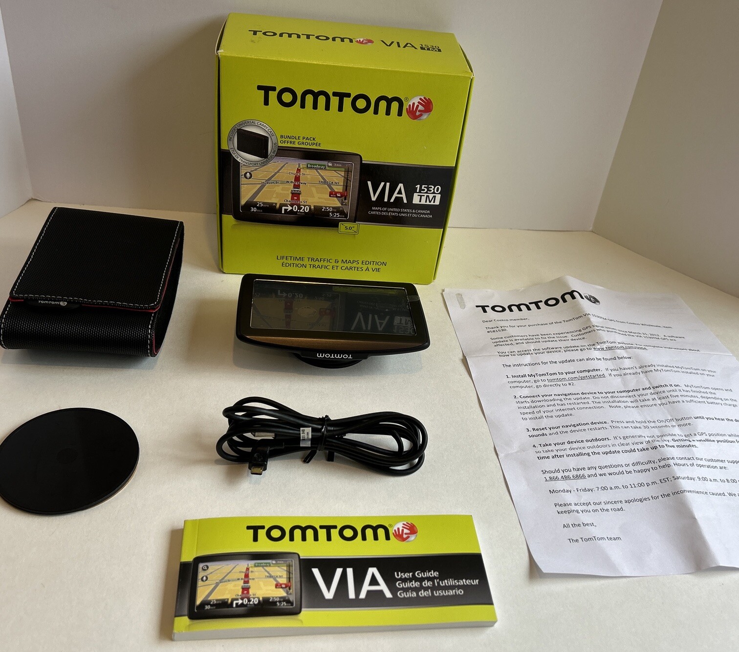 TomTom Via 1530TM Portable GPS US CAN 5" Touchscreen Carry Case Windshield w Box