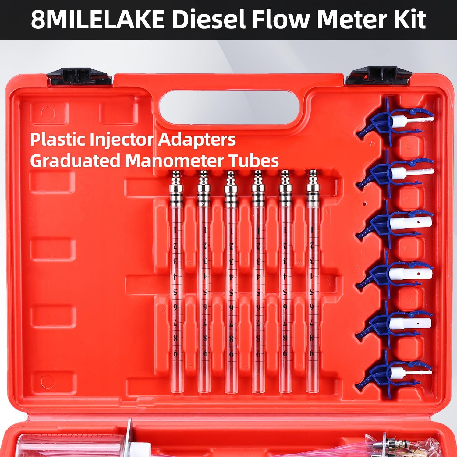 8 Cylinder Diesel Injector Flow Meter Tester Common Rail Adaptor Test Tool Kit