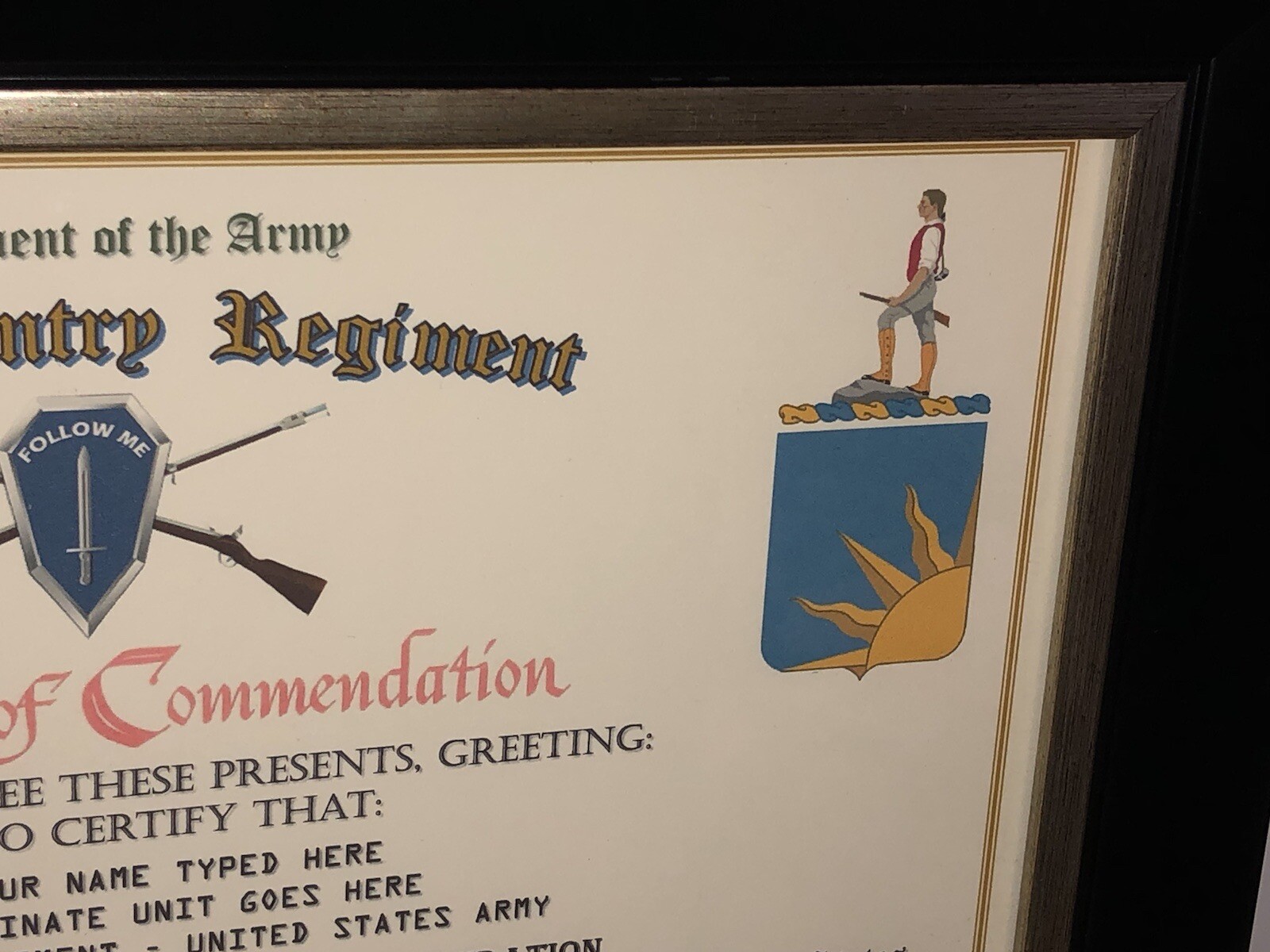 389TH INFANTRY REGIMENT / COMMEMORATIVE - CERTIFICATE OF COMMENDATION