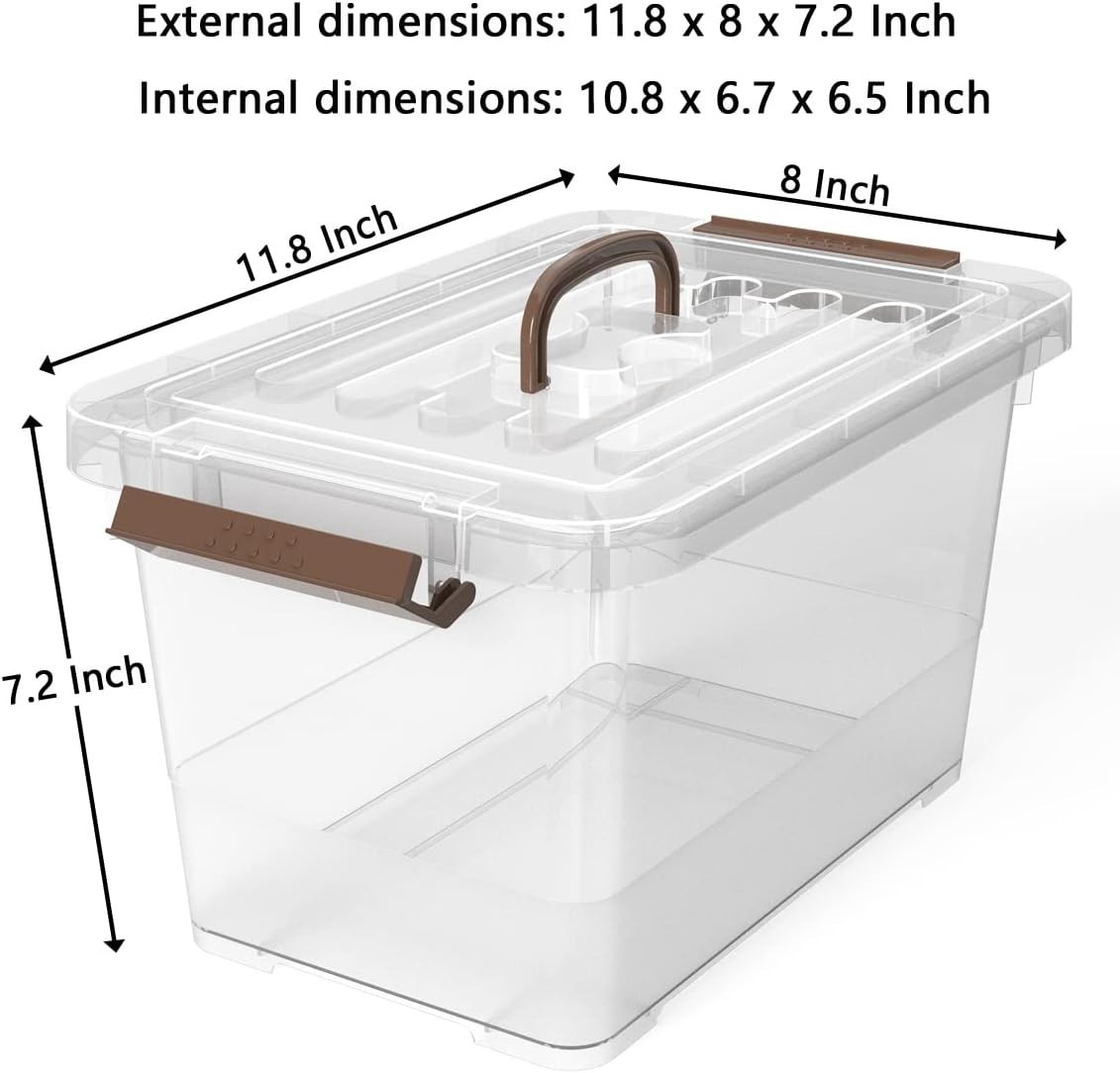 6-Pack Clear 7 Quart Storage Latch Box/Bins, Plastic Stackable Latching Box w...