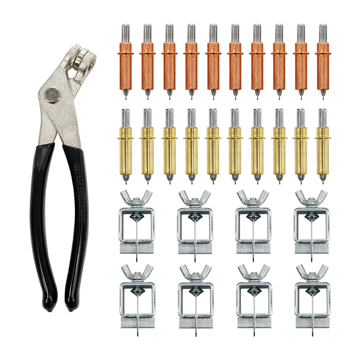 CLECO KIT & BUTT WELD CLAMP FABRICATION SET, SKIN PINS, PLIERS, PANEL BEATING