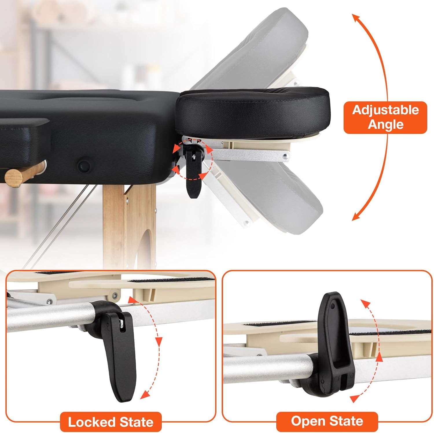 Adjustable Massage Table Face Cradle & Pillow, SPA Massage Table/Bed/Chair He...