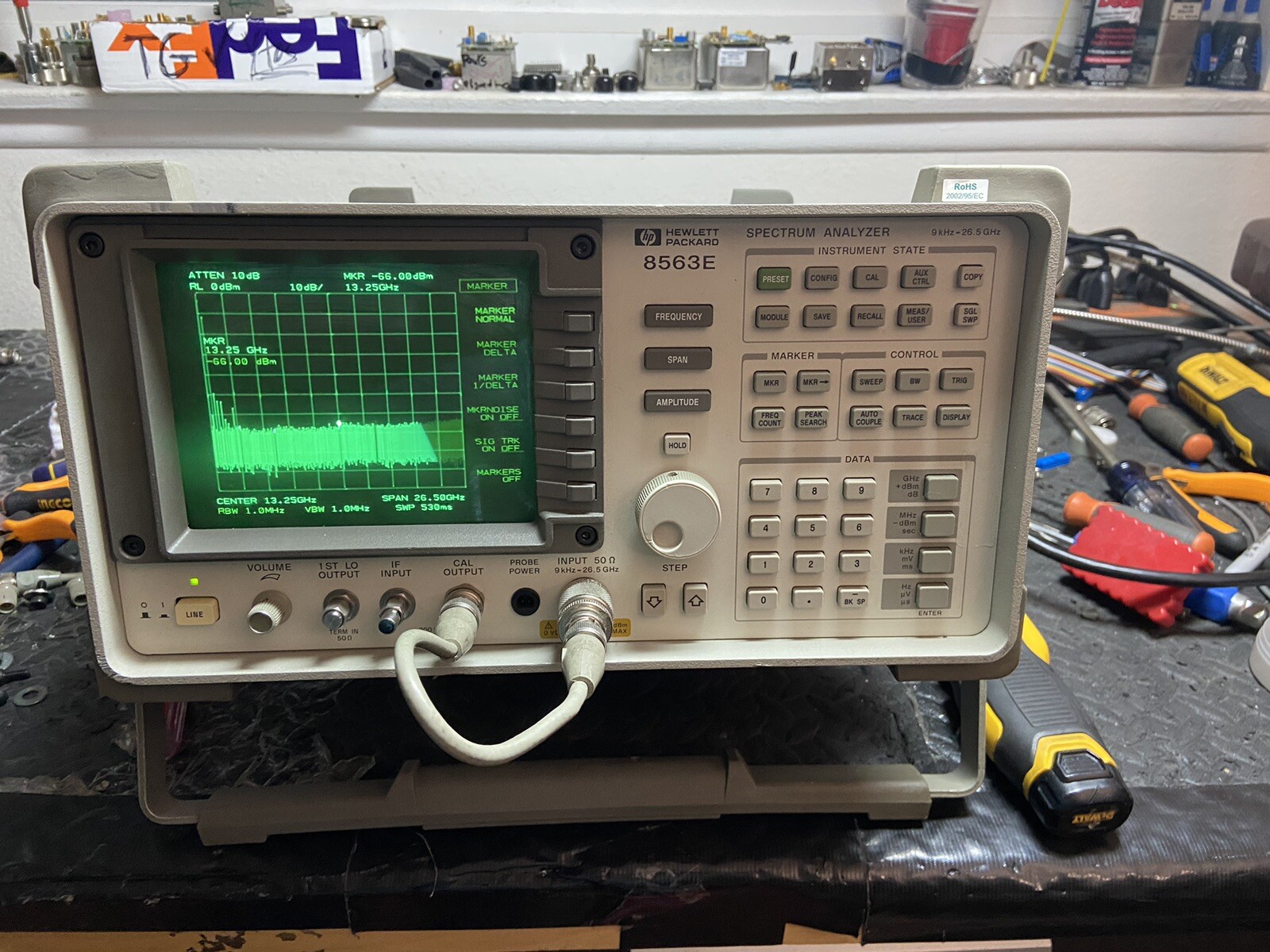 HP Agilent 8563E Spectrum Analyzer 10Hz-26.9/50Ghz Mixers Avail/opt 6,7,8  Cal’d