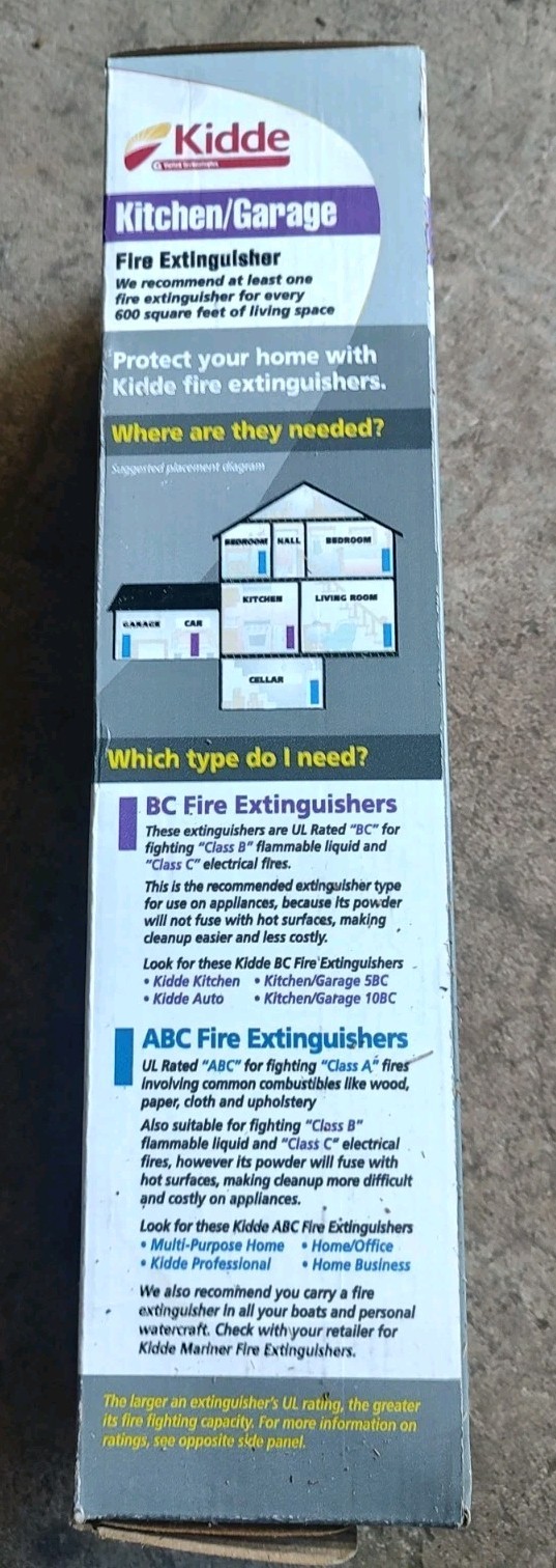 Kidde Kitchen/Garage Fire Extinguisher 10-B:C UL Rated Safety Device