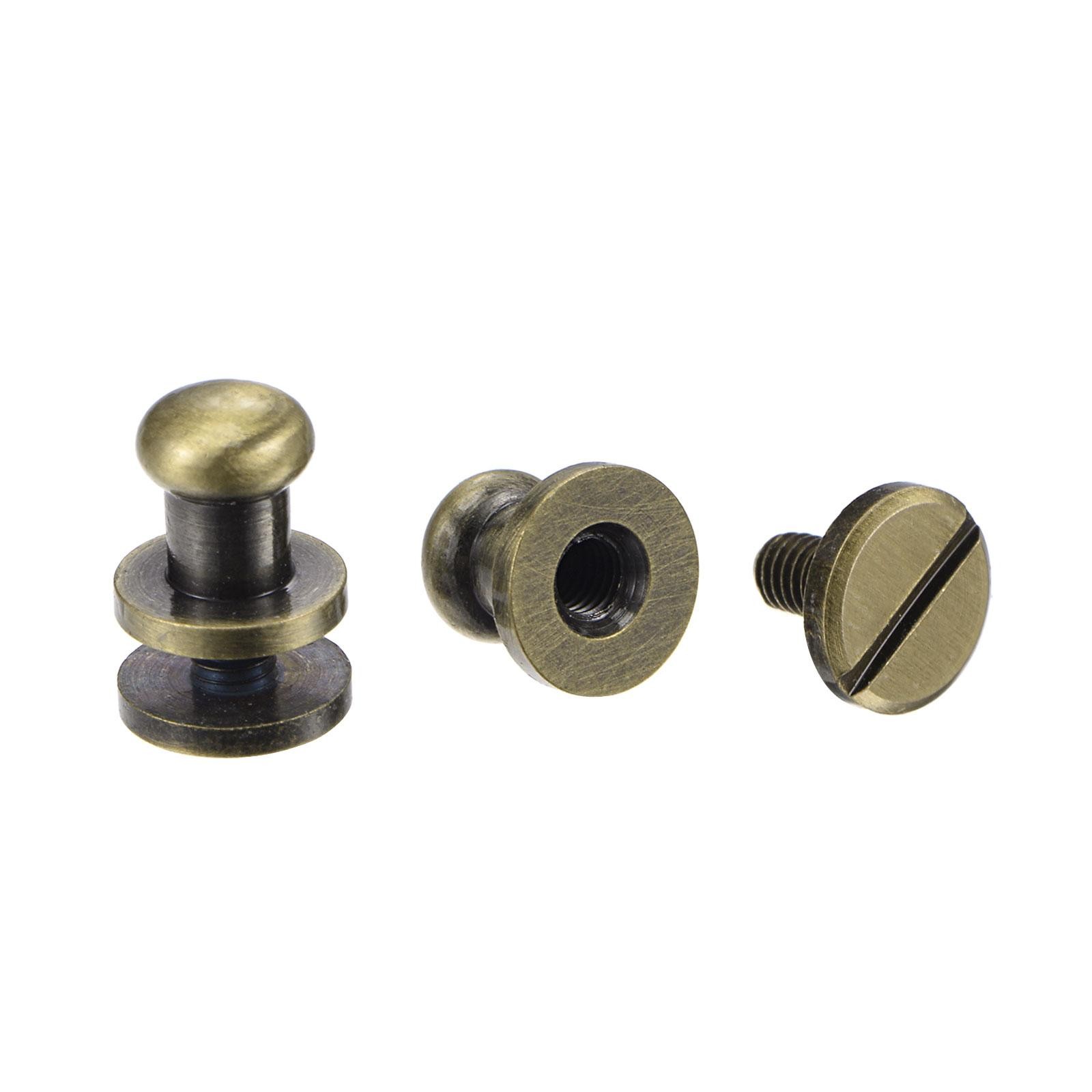 5 Set 6mm Brass Round Head Stud Screw Rivets for DIY Leather Craft Bronze Tone