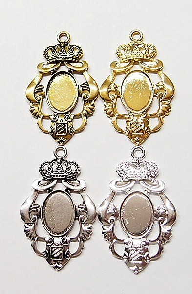 4 of 25x18mm 4 Colors Gorgeous Victorian Crown Crest Pendant Setting 75x43mm