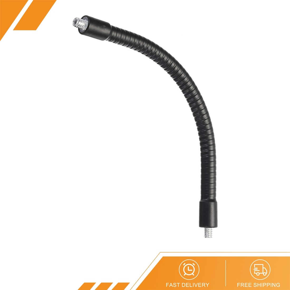 8" Gooseneck 1/4"-20 Male to Male Thread Flexible Tube Extension - Black