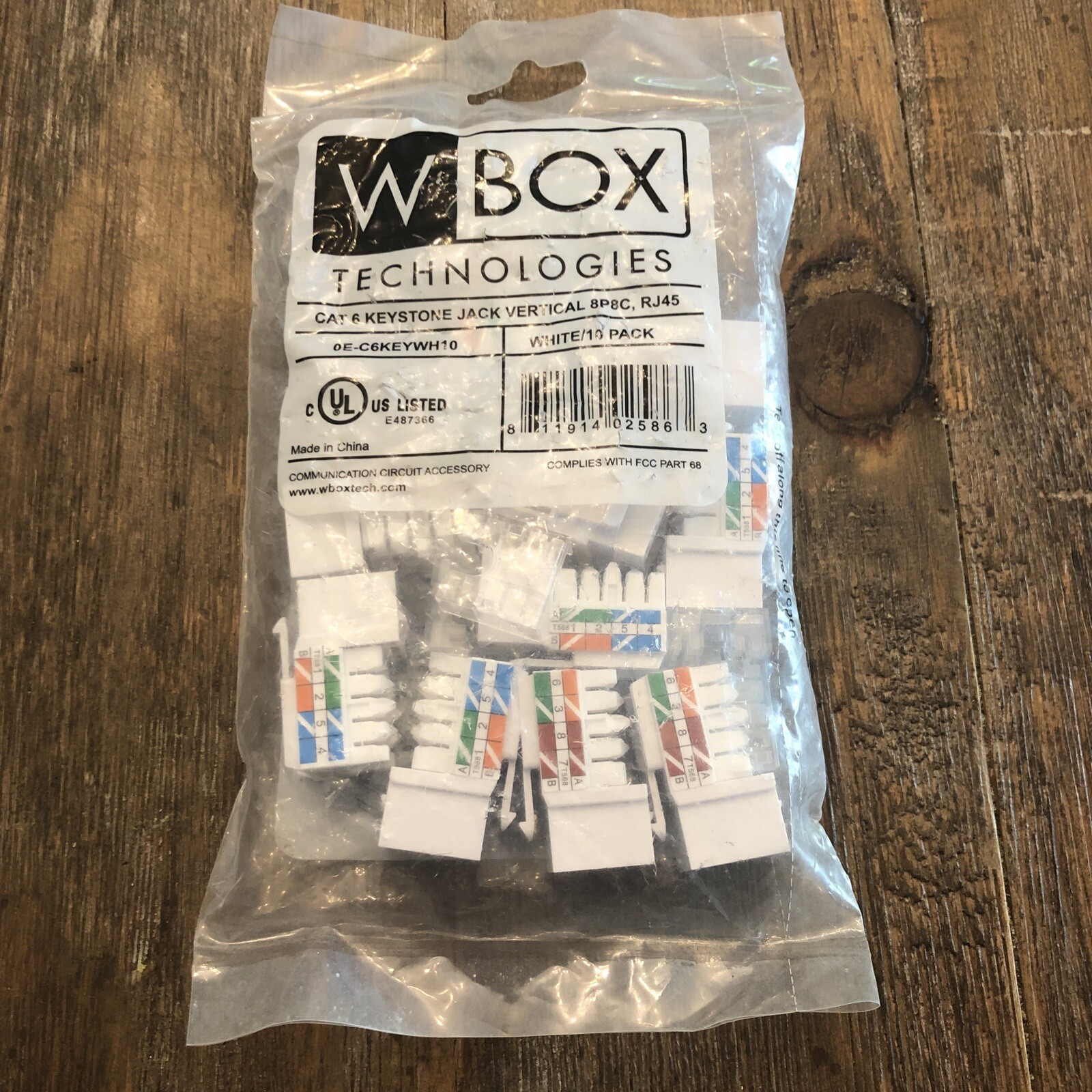W Box Cat6 Keystone High Quality Vertical insert 8P8C, White - 10 Pack