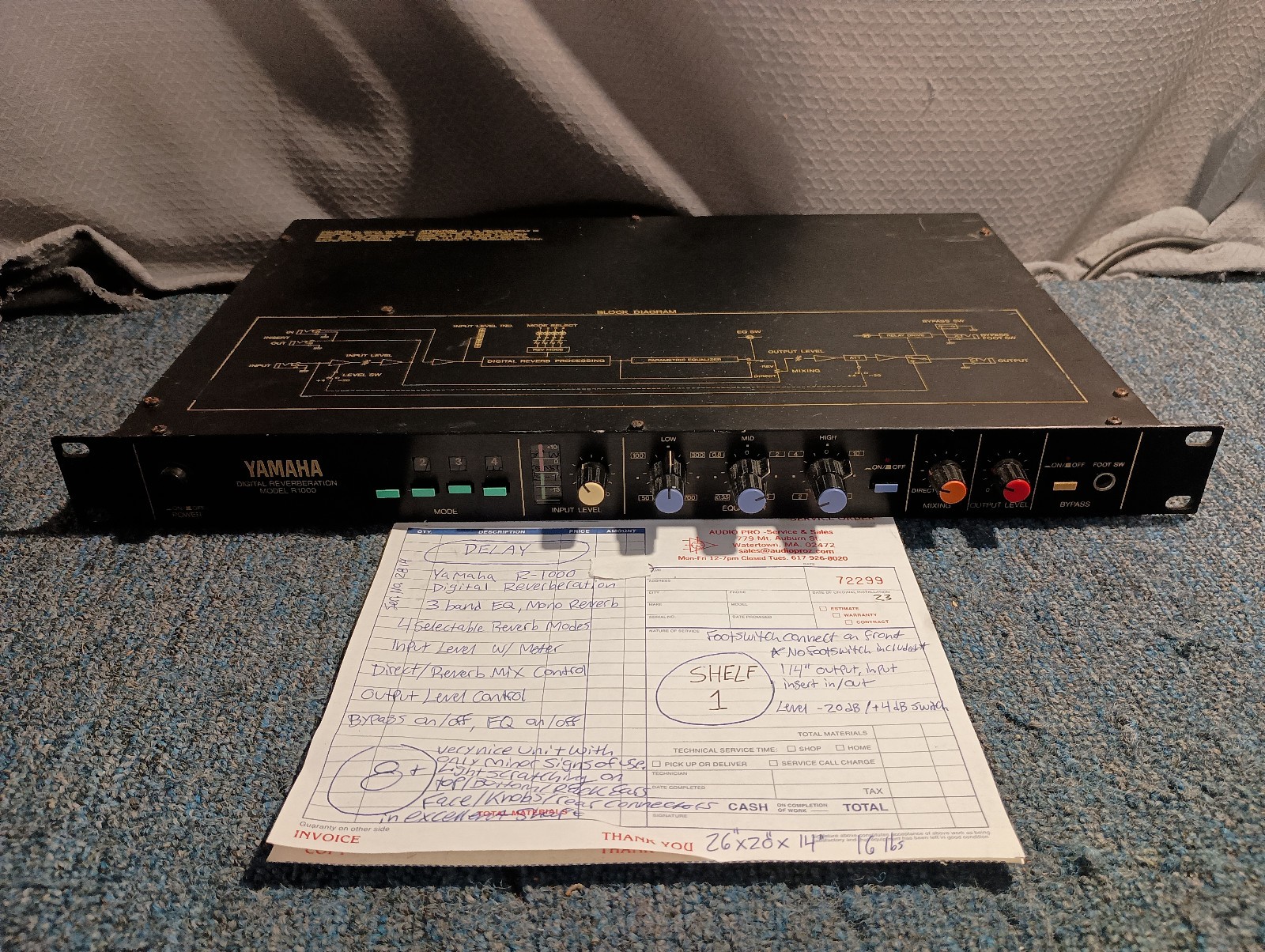 Yamaha R-1000 Digital Reverb, Rackmount, Great condition (Pro Serviced & Tested)