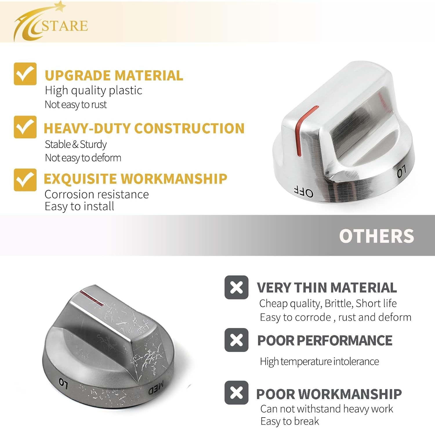 DG94-02141C DG94-02141A Stove knobs Replacement for Samsung Silver