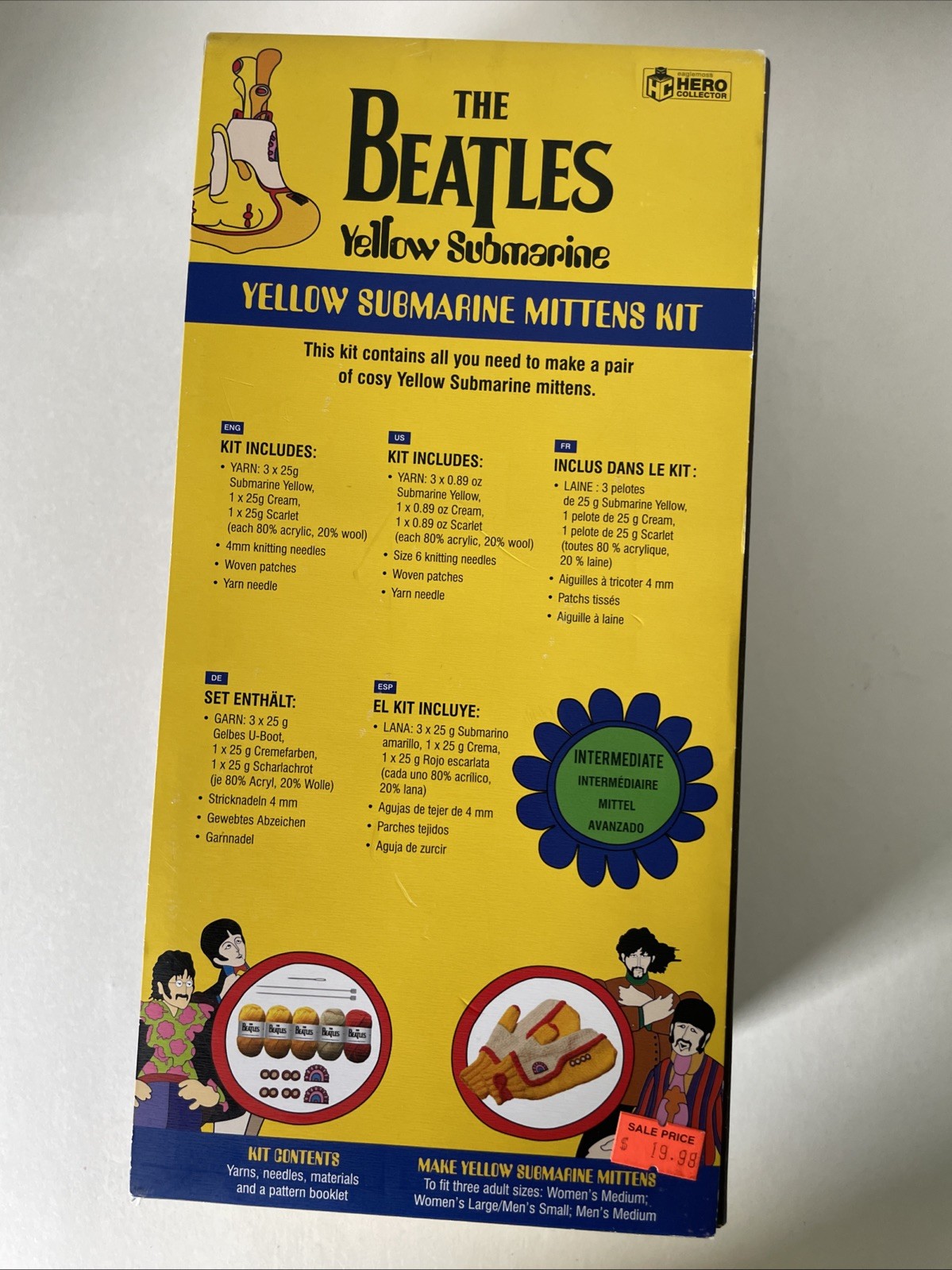 The Beatles Yellow Submarine Mittens Knitting Kit Hero Collector New