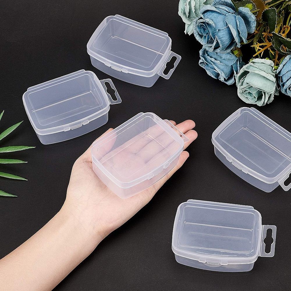10pcs Rectangle Transparent Plastic Bead Containers 10.4x6.5x3.5cm Bead