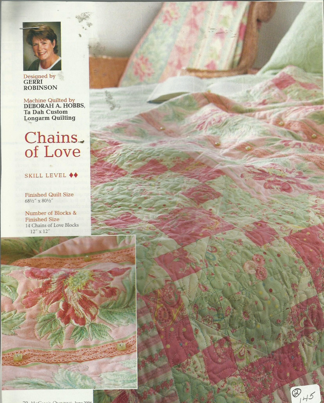 D0182 CHAINS OF LOVE AND BUTTONS AND BEAUS  QUILT PATTERN/INSTRUCTIONS