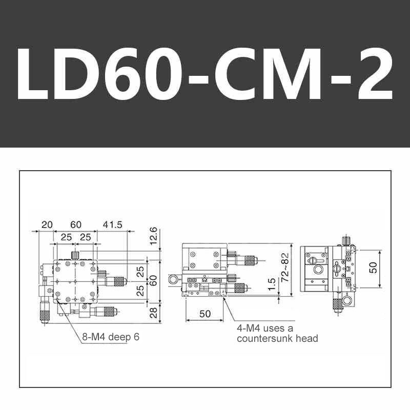 LD60-CM-2 XYZ Axis Three-dimensional Trimming Platform Manual Sliding Table #sz