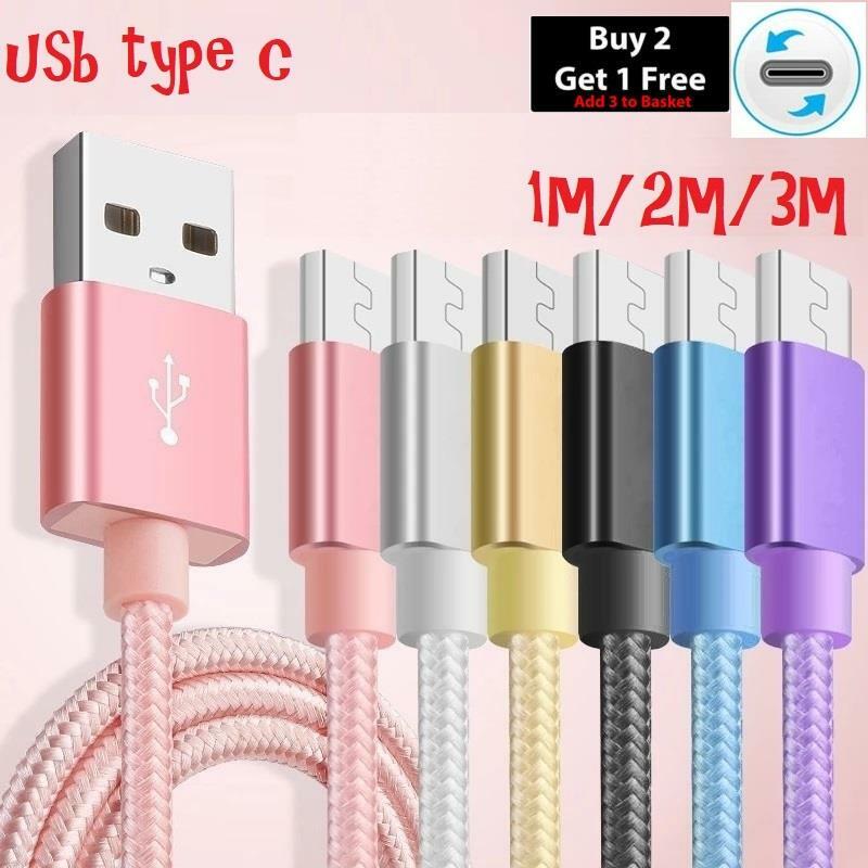 Fast Charger For Samsung S8 S9 S10 S22 S21 Plus Type C USB-C Data Charging Cable