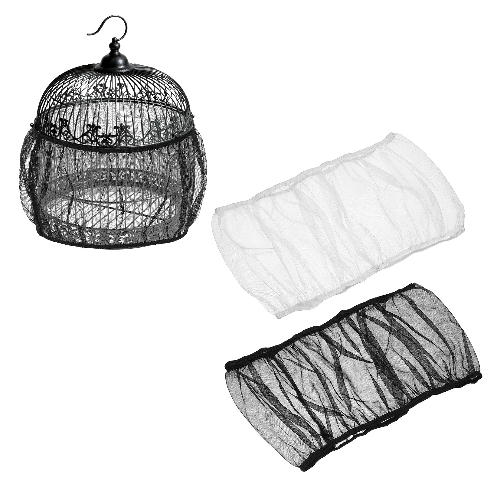 Bird Cage Seed Catcher 16 Inch Bird Cage Net Cover Black/White XXL 2Pcs