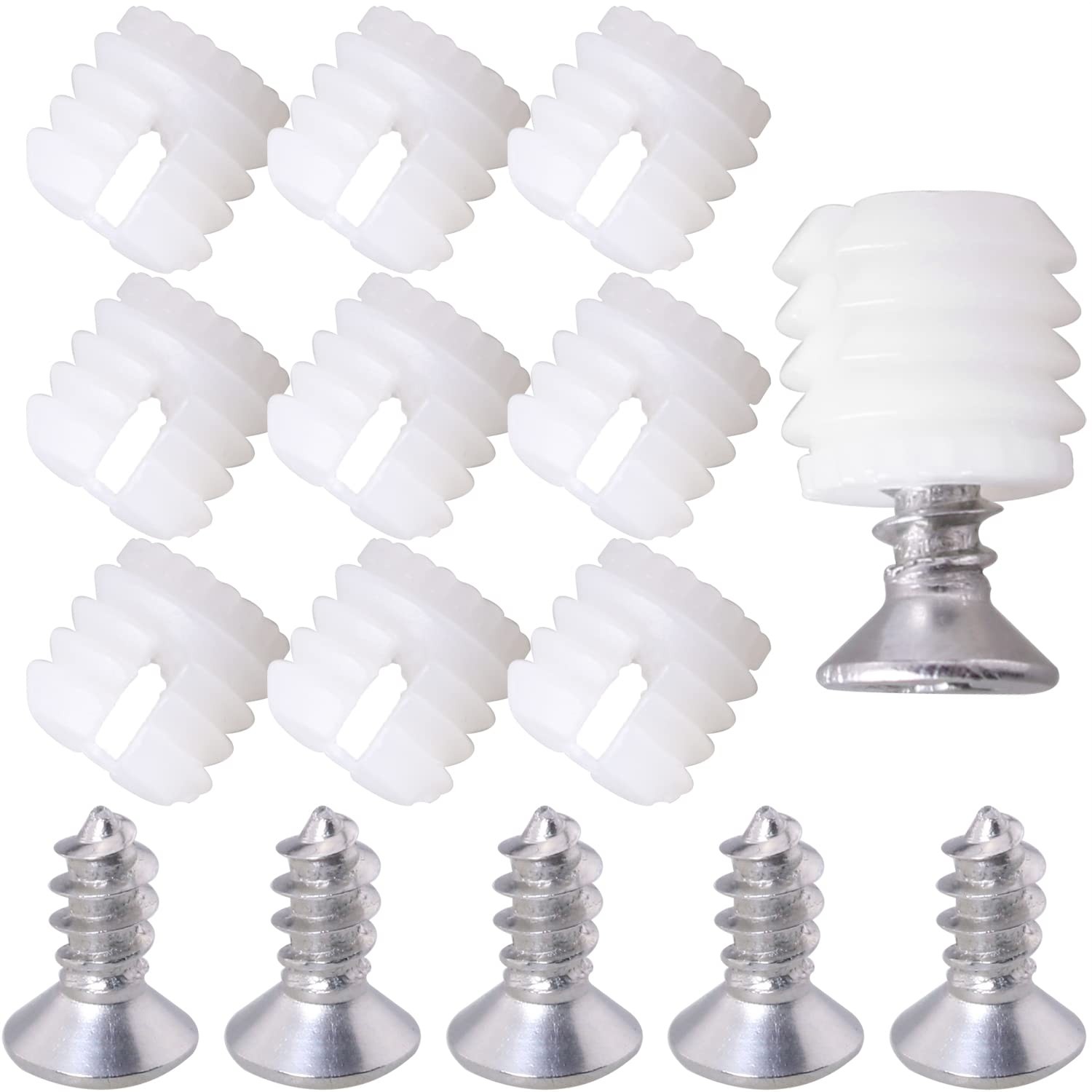 MEETOOT 100pcs Plastic Hinge Dowel Inserts Kit 4x10mm Toothed One Size, White