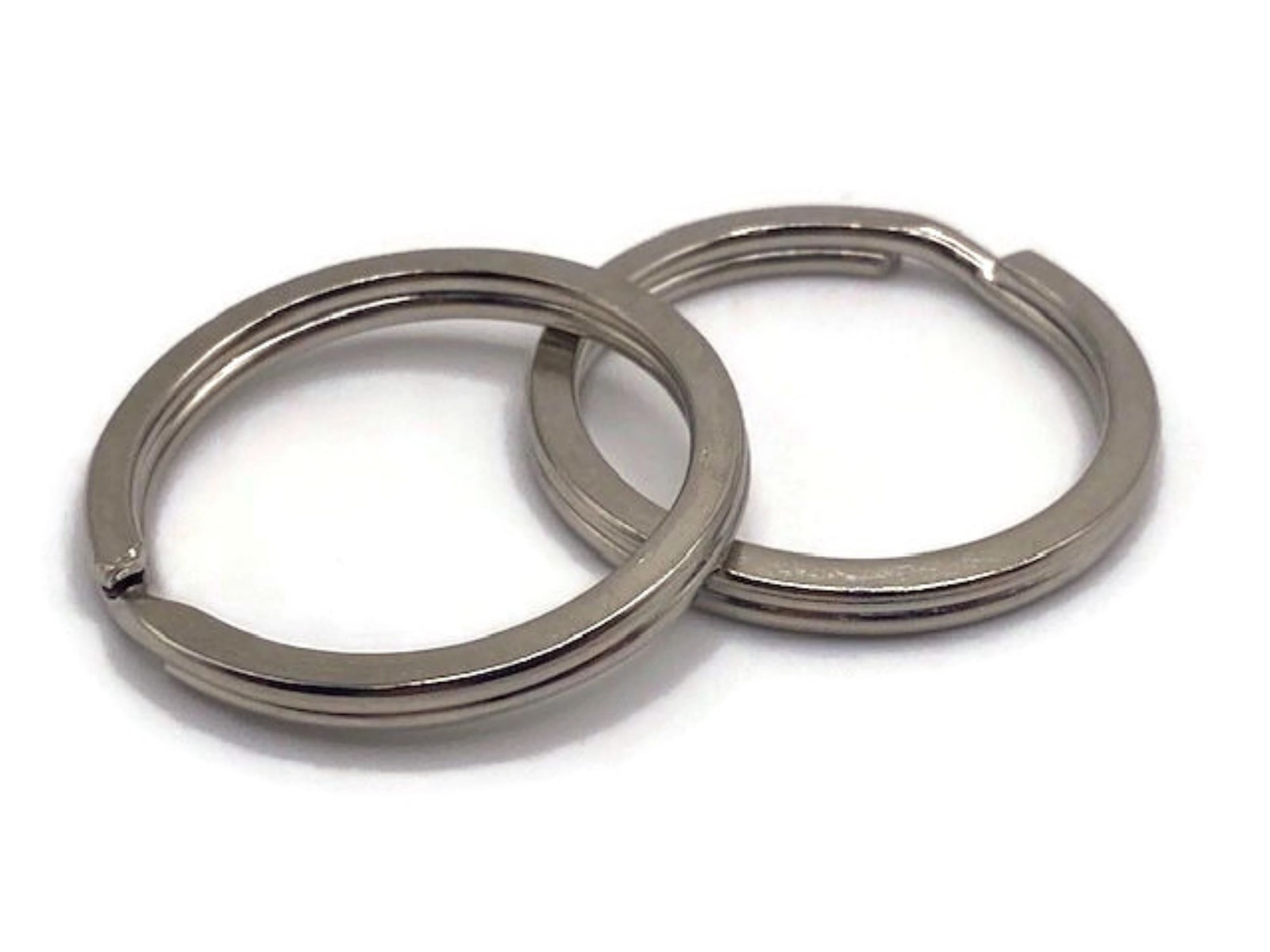 Two Piece Bundle 1 Inch Nickle Plated Flat Split Ring Key Rings Key Holders