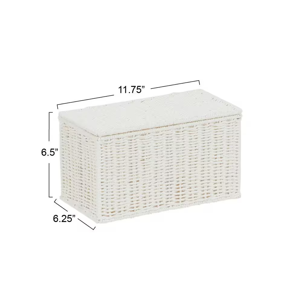 Small Wicker White Basket with Lid