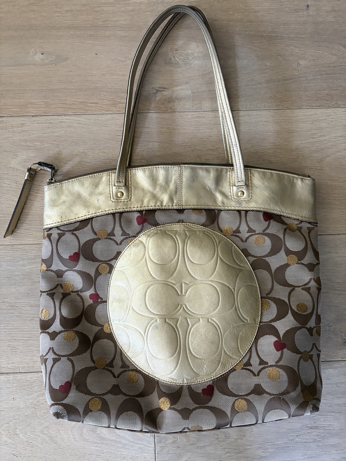 Coach Laura Signature Khaki Secret Admirer Tote read description for condition