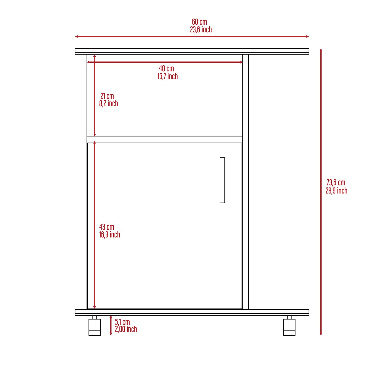 Correy 4-Shelf Microwave Cabinet with Caster White