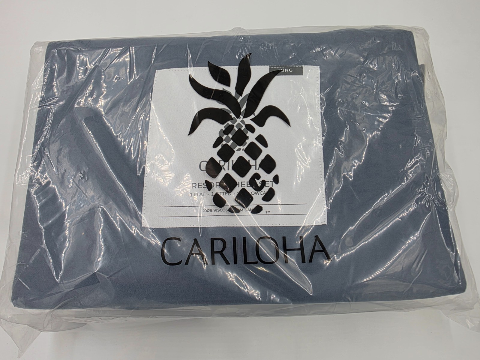 New Cariloha Resort 4-Piece Sateen Sheet Set Blue Lagoon King Viscose Material