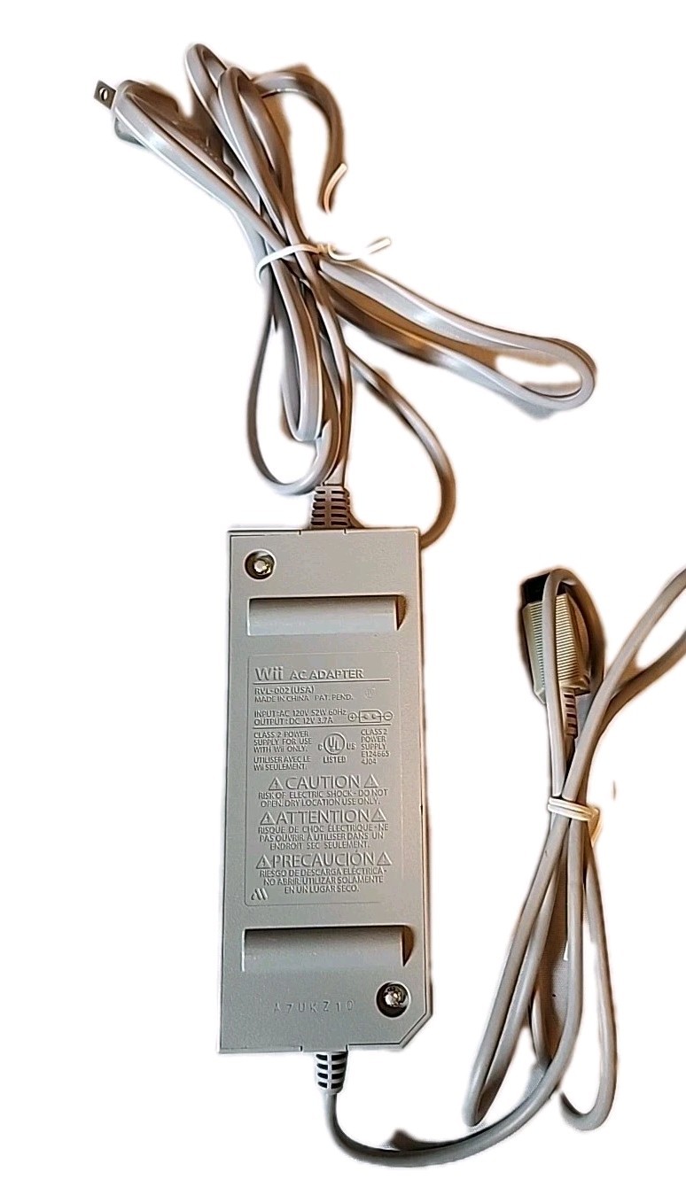 Genuine Nintendo Wii AC Adapter Power Cord RVL-002 USA Tested Preowned