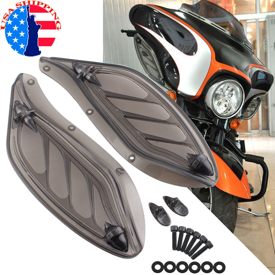 Adjustable Smoke Fairing Side Wind Air Deflector For Harley  96-13 Touring Glide