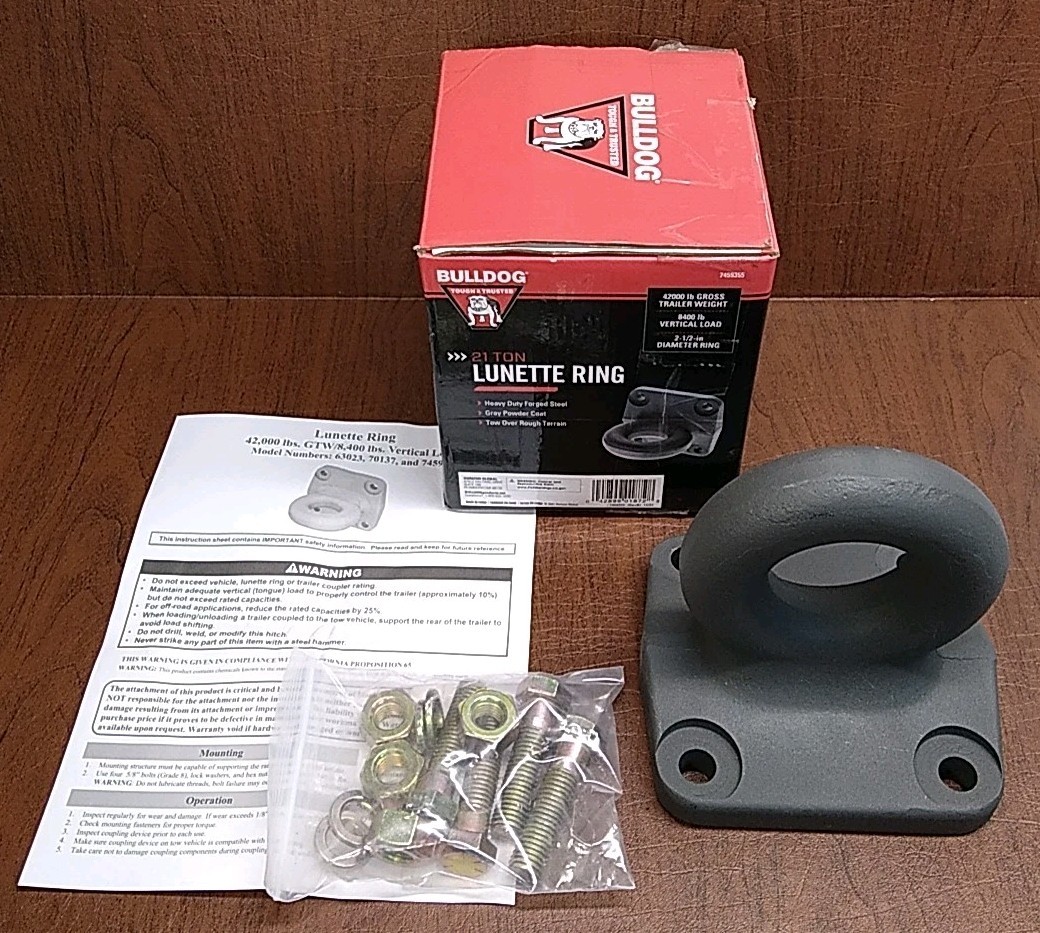 Bulldog Lunette Ring 21 Ton Trailer Tow Hitch Loop Eye 2 1/2” Diameter 7459355