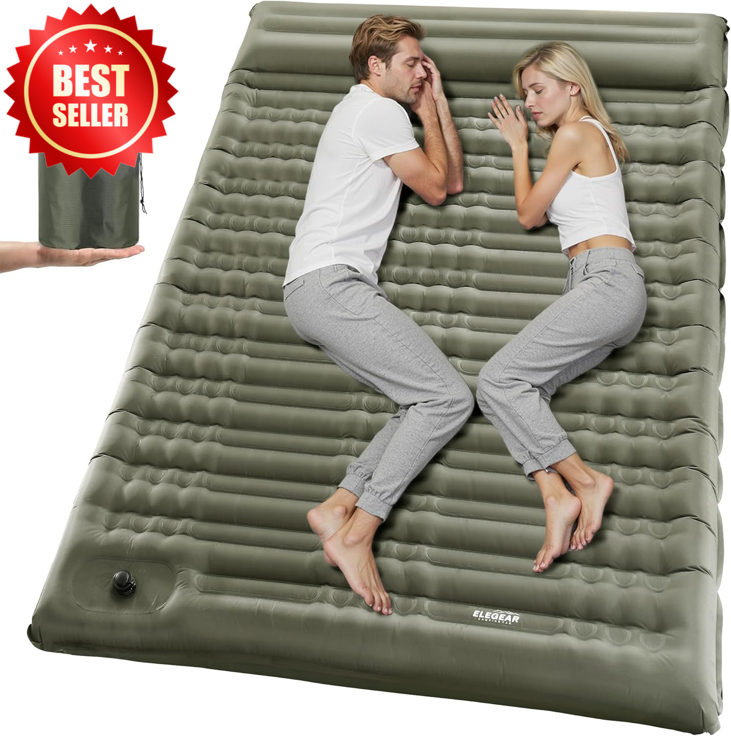 Double Camping Sleeping Pad 4.7" Thick Self Inflating Built-in Pump US
