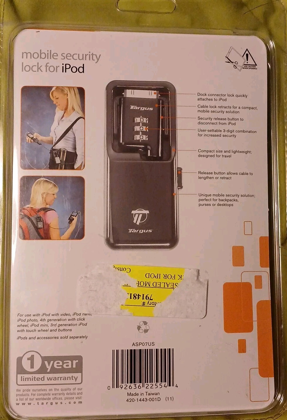Mobile Security Lock For iPod Retro 10 Pin