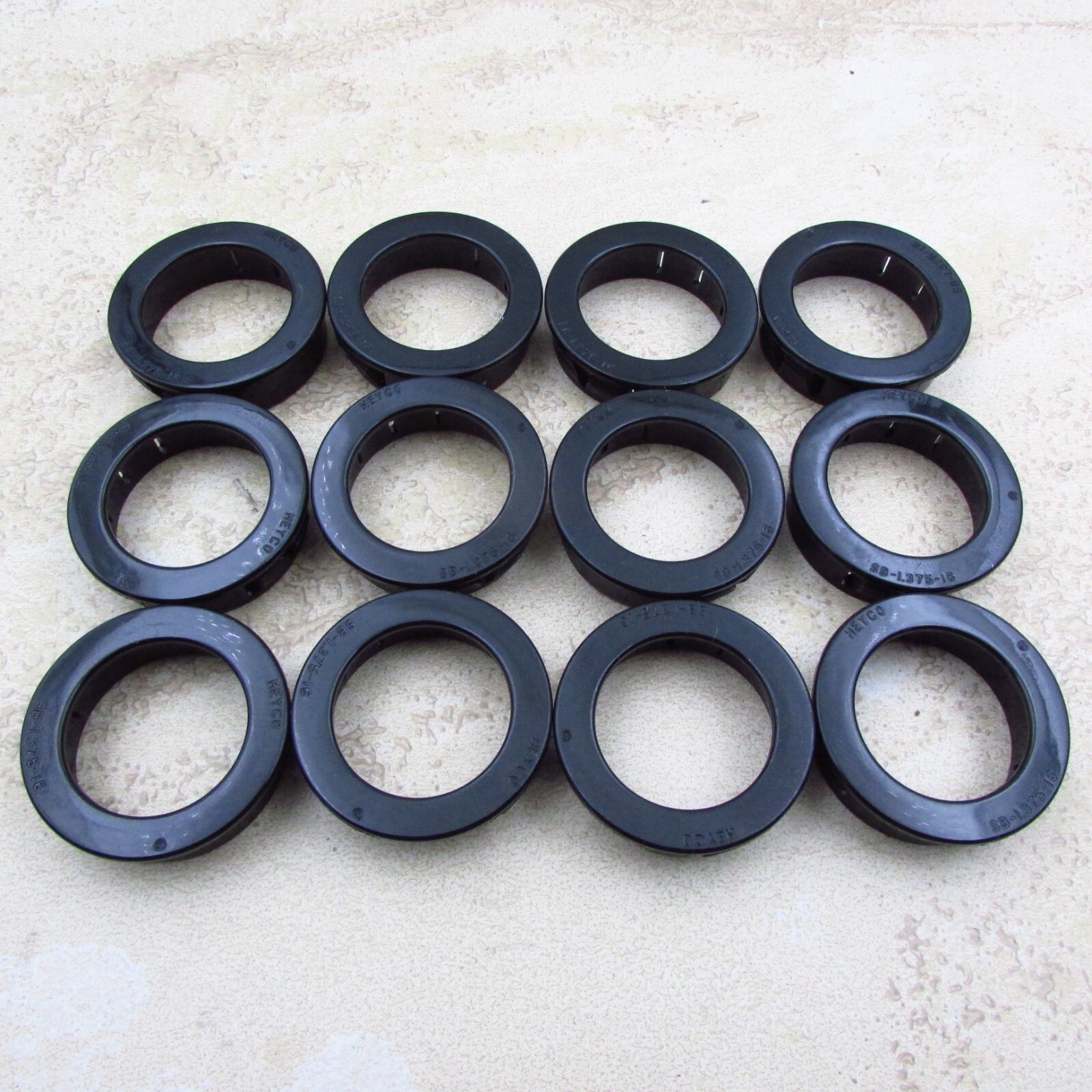 QTY 12 Heyco 2210 SB 1375-16 Black SNAP Bushing 1" Inside  Panel Thickness 1/8"
