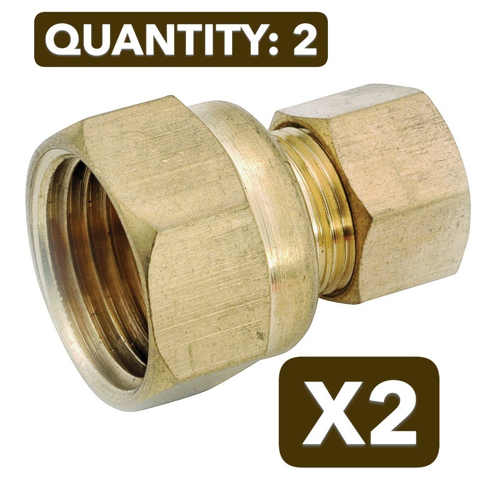 2-PACK lot Anderson Metals 5/8" Compression x 3/4" FPT Brass Union 750066-1012