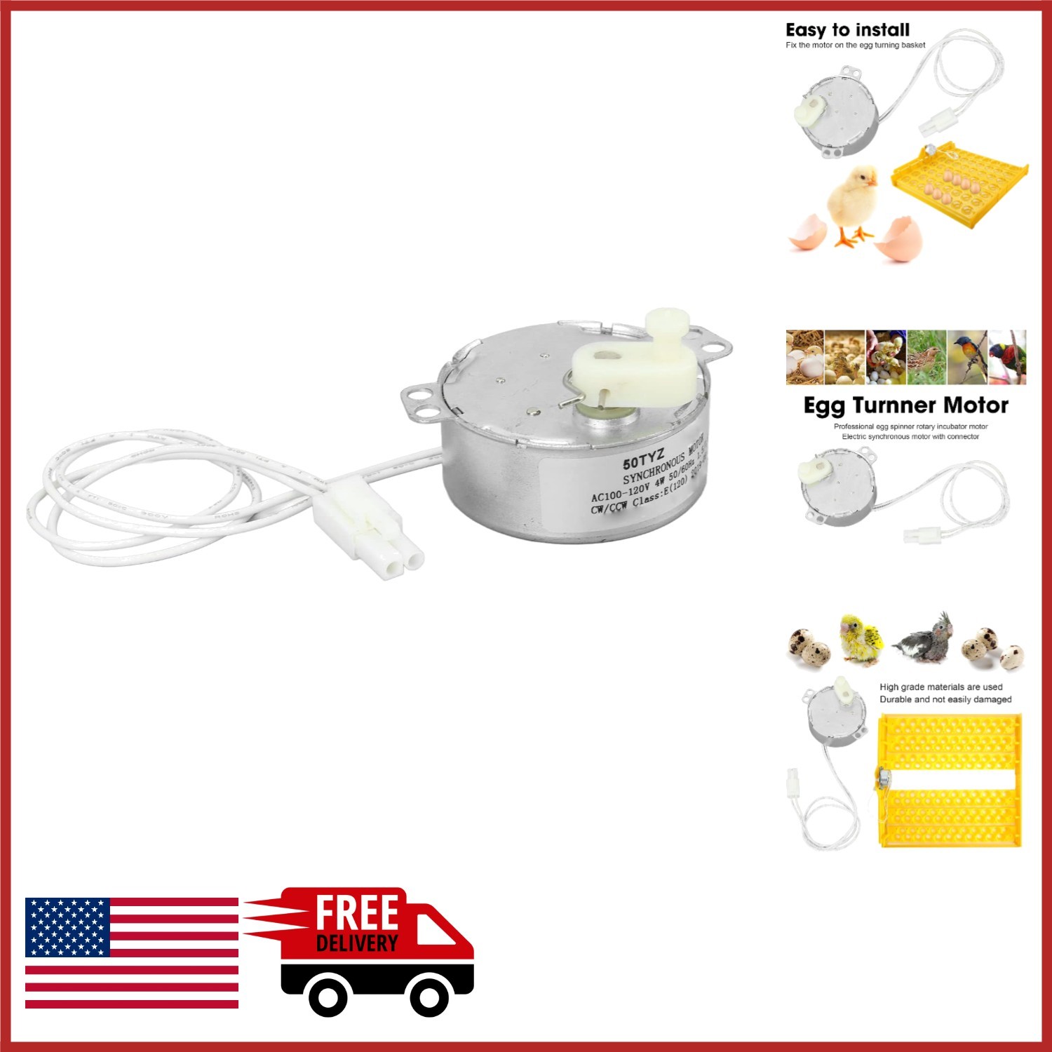 Electric Egg Turner Motor for Hatching Eggs 100-120V with Connector